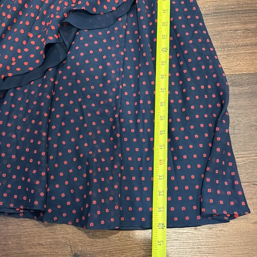 Eva Franco Women's Mary Ann lined Ruffle Dress in Navy/Red Polka Dots. - Picture 7 of 8